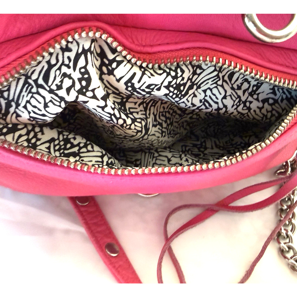 Rebecca Minkoff Hot Pink Mini MAC Crossbody Bag Leather Silver Chain Purse - Picture 10 of 10
